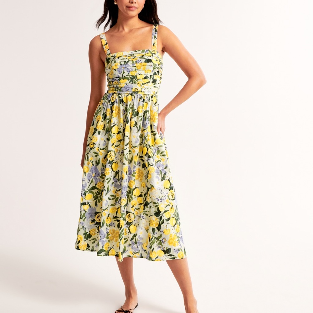 Abercrombie & Fitch Yellow Floral Midi Dress